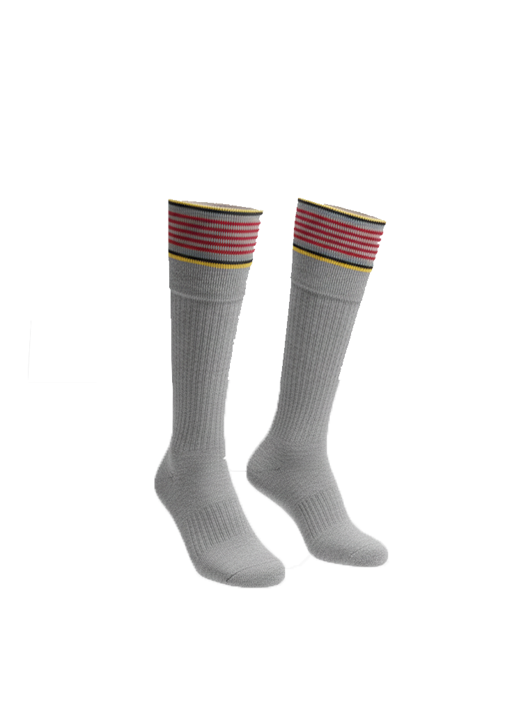 John McGlashan College Sock Light Grey/Red/Ochre